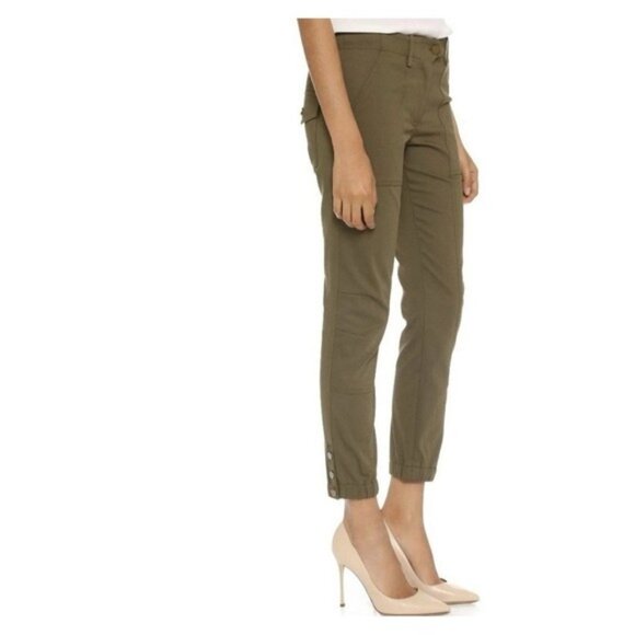 VERONICA BEARD Women's Field Cargo Ankle Pants Size 6 Solid Olive Army Twill USA - Picture 1 of 16